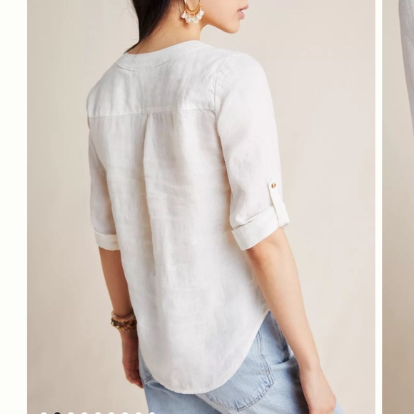 Maeve By Anthropologie Linen Lace-Up Top Size 8 Off White - Picture 2 of 12